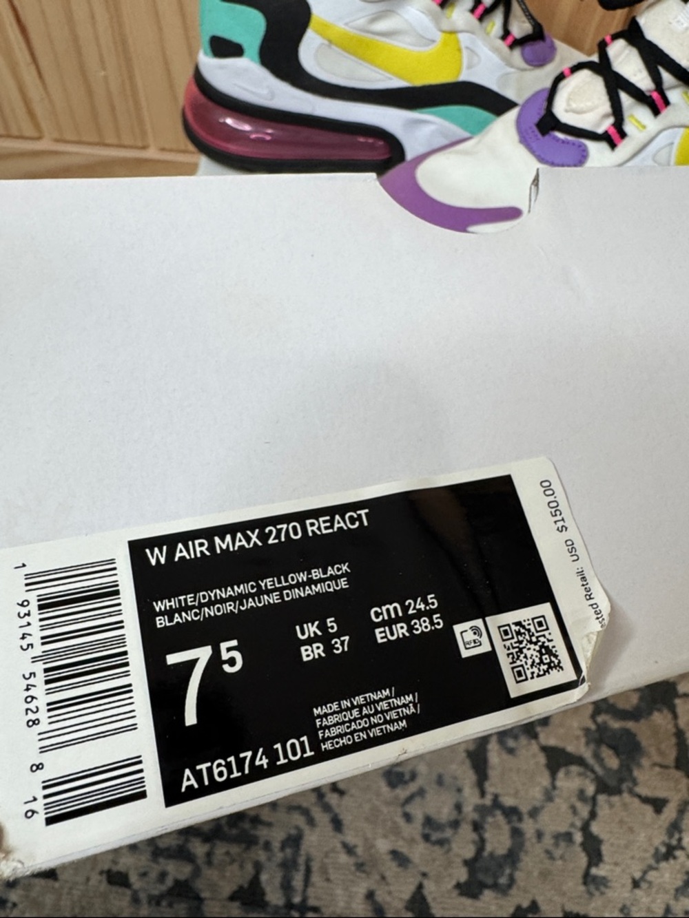 Nike Women’s Multicolor Air Max Sneakers — White, Yellow, Purple, Teal, Black - Picture 2 of 5